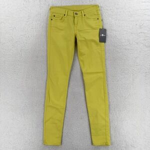 7 For All Mankind The Skinny‎ Jeans Womens 26 Yellow Low Rise Stretch USA NEW